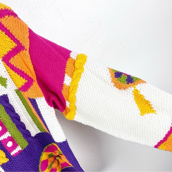 I.B. DIFFUSION Multicolored Graphic Prints Long Sleeves Knit Sweater Size Medium - Picture 6 of 10